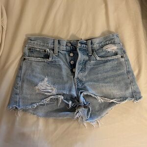 Levi's Light Blue Distressed Jean Shorts